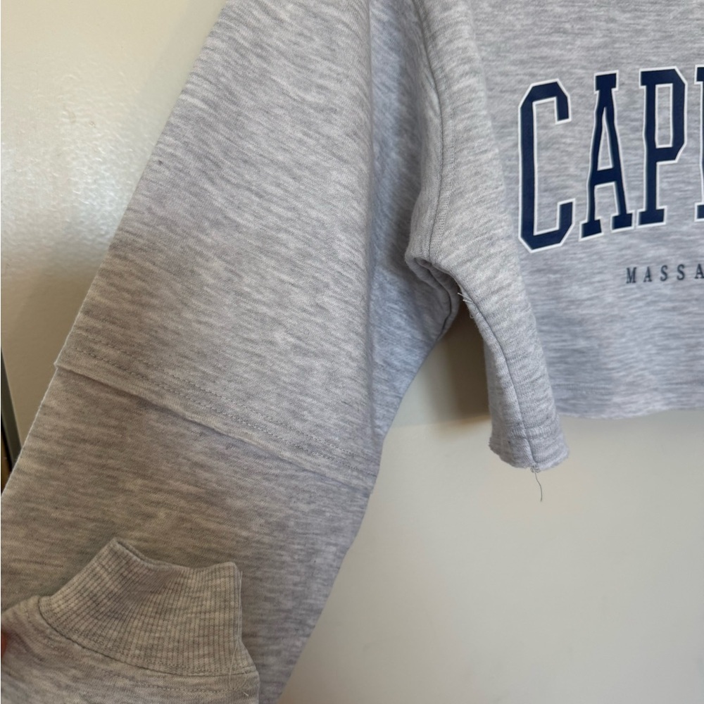 NWT Lazy Sunday “Cape Cod Massachusetts” Gray Fleece Cropped Sweatshirt in Small - Picture 10 of 15